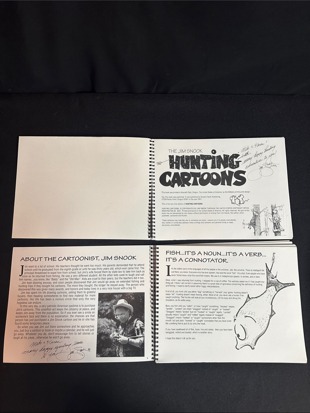 HTF Jim Snook Signed First Edition Hunting Cartoons + Open Season Book III Lot